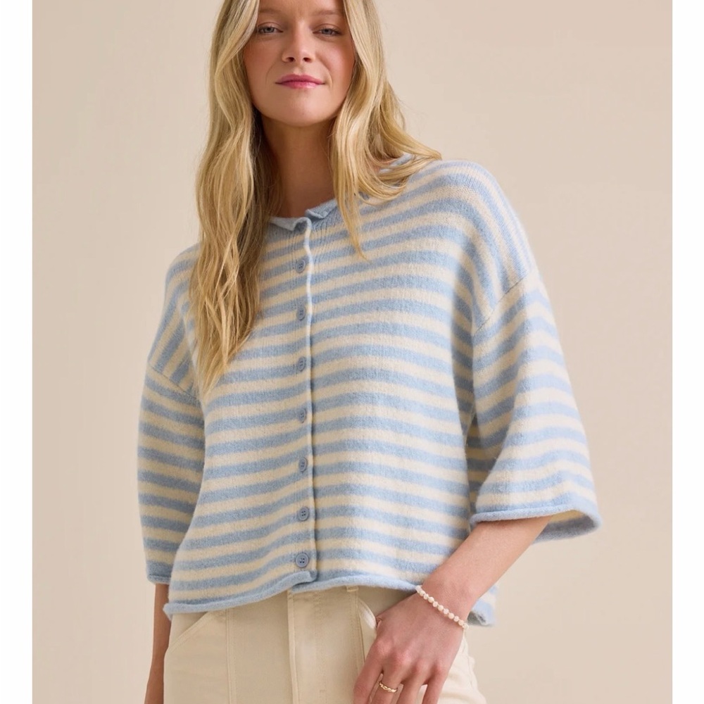 NWT By Together Iris Striped Roll Neck Cardigan
